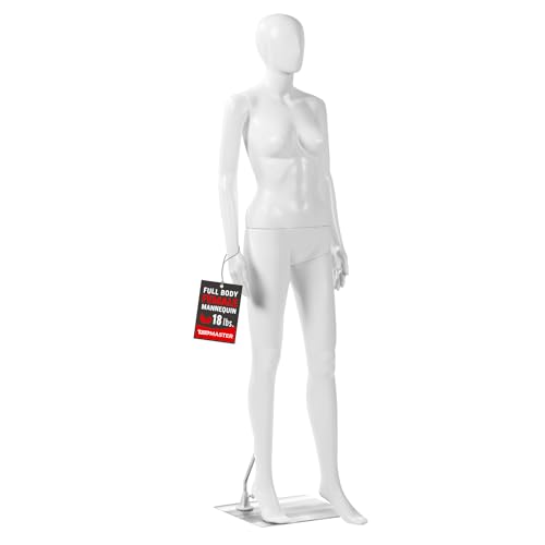 TopMaster Female Form Mannequin - Versatile 360 Design Easy Assemble Full Body Dress Form Female Mannequin with Adjustable Posture Turnable Head & Flexible Limbs - White