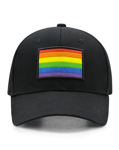 Waldeal LGBTQ+ Gay Pride Baseball Cap, Embroidered Rainbow Flag Adjustable Hat, Pride Month Gift for Men Women, Black