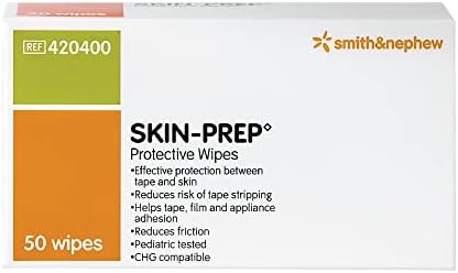 Smith+Nephew SKIN-PREP◊ Wipes, Protective Dressing Wipes, Skin Barrier Film, Contains Alcohol, Box of 50