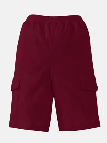 Image of KiddoPanti Boys Knit Solid Cargo Shorts | 100% Cotton | Comfortable Rib Waistband | 2 Front Pockets & 2 Cargo Pockets | Sport Bermuda Half Pant for Boys