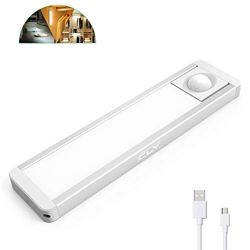 CLY Cupboard Lights with Motion Sensor, 28 LEDs Cabinet Night Light, USB Wireless Rechargeable Wardrobe Light, Stick-On Kitchen Lights with Removable Magnet for Closet Stairs Hallway