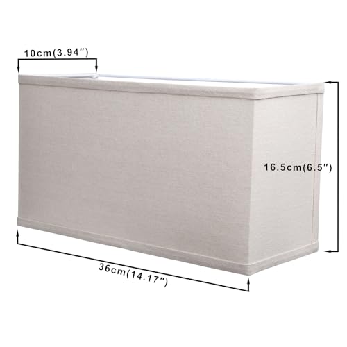 Image of Yosoan 2-Light Linen Lamp Square Fabric Shades, Double Fabric Lampshade Indoor Wall Mount 2 Bulbs for Wall Sconce Lamp Replacement for Stairwell Bedside Hallway Home Decor(White)