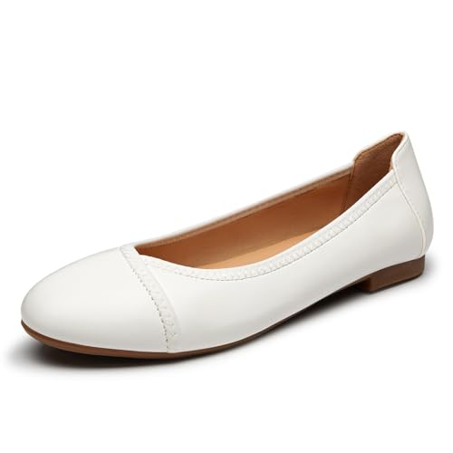 Trary Flats for Women Mary Jane Shoes Women Round Toe Ballet Flats Dress Shoes Casual Comfortable PU Leather Slip on Loafers