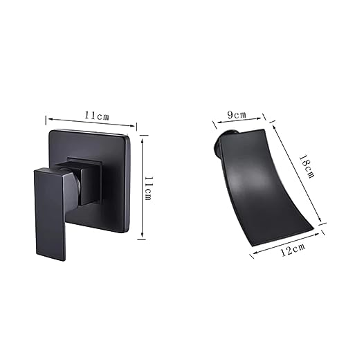 Mitigeur chaud et froid mural au design cascade noire pour vasque moderne