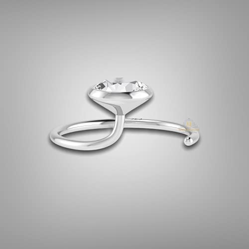 Image of SJ SHUBHAM JEWELLERS 92.5-925 Sterling Silver Round Shape White Cubic Zirconia Prong /Cup Setting Nose Pin Stud for Women Girls Size 2MM 3MM Size Pure Silver