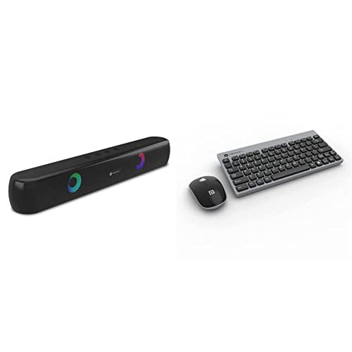 Image of Portronics Decibel 21 10W Wireless Bluetooth Soundbar with LED Lights, TWS Function & Key2 Combo Multimedia USB Wireless Keyboard and Mouse Set with 2.4 GHz Wireless Technology, Soft & Silent Button