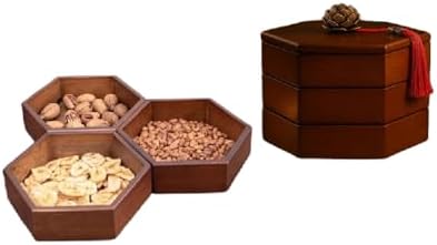 Wooden Dry Fruit Tray Snack Serving Tray With Lid Dry Fruit Box Nuts Container Snack Platter for Nuts, Dried Fruits, Chocolates Modular Organizer Rustic Serving Dish for Parties Storage Vanity image 5