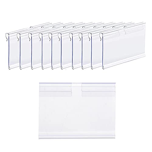 Portaetiquetas de precios, 50 PCS Portaetiquetas de plástico transparente para estantes de alambre Contenedores de almacenamiento de precios al por menor (70 * 42 mm)