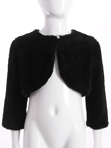 TiaoBug Flower Girl Dress Coat Faux Fur Bolero Shrug Princess Long Sleeve Cardigan Winter Shawl Wrap Jacket Outwear3