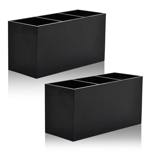 LZYDKH Pinselhalter Kosmetik, 2 Stück Pinsel Aufbewahrung Schminkpinsel Behälter Kosmetik Pinselhalter mit 3 Fächern für Schminkpinsel Behälter Liner Lippenstifte Stiftehalter