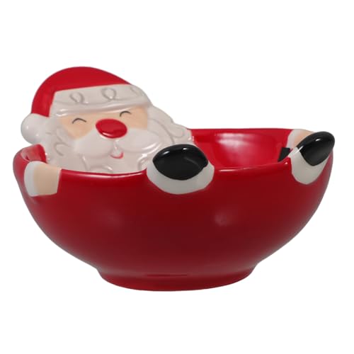 OFFSCH Delicate Santa Claus Ceramic Candy Bowl for Christmas Treats Dried Fruits and Snacks for Home Restaurants and Catering Decor