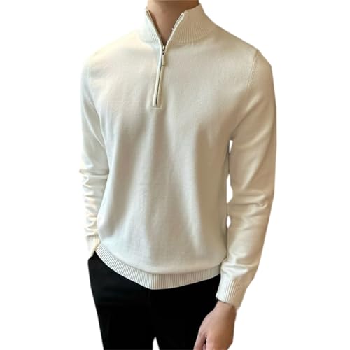 SANGTREE Men's Quarter Zip Pullover Sweater Slim Fit Mock Neck Casual Polo Sweaters