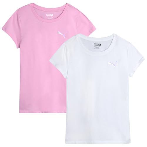 Image of PUMA Girls T Shirts - 2 Pack Short Sleeve Logo Graphic Tees - Casual Everyday Athletic Shirts for Girls (Sizes: S-XL)