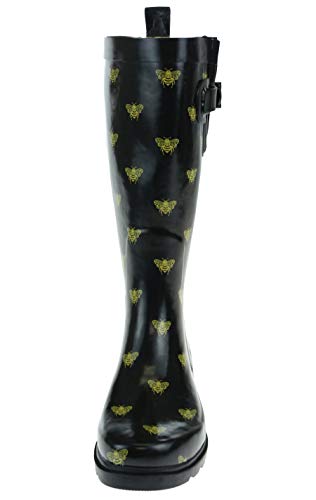 Capelli New York Ladies Kitty Faces Printed Rain Boots Black Combo 6 - Thumbnail 5