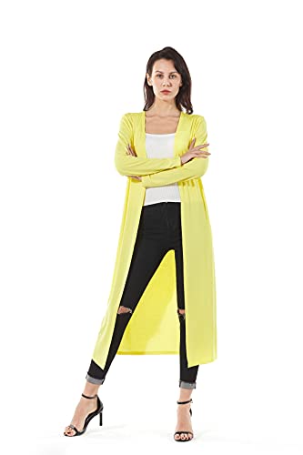 Image of Women's Solid Sweater Essential Duster Long Cascading Open Front Lightweight Blue Cardigan