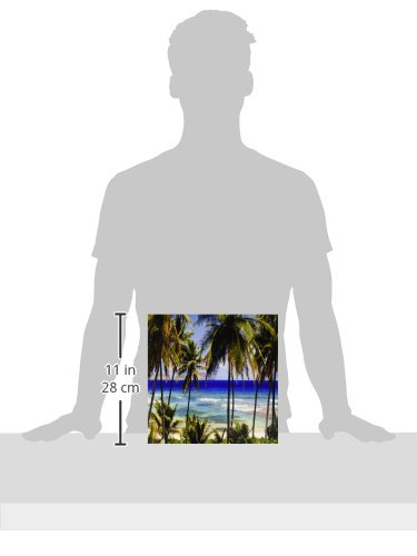 3dRose ct_173296_4 Tropical Day Scene with Swaying Palm Trees & Glimpses of Blue Ocean Ceramic Tile, 12