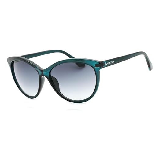 Calvin Klein Óculos De Sol Gatinho Femininos Ck19534S, Azul-Petróleo Cristal/Cinza, 58 Mm