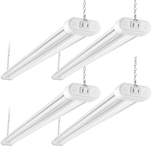 Image of hykolity 4FT Linkable LED Shop Light,44W 4600LM 5000K Daylight,4 Pack | Plug-in Hanging /Surface Mount Utility Light, Daisy Chain Shop Lights for Garage,Workshop,Warehouse,Basement,White