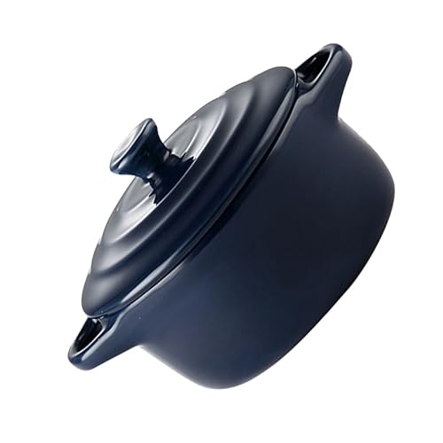 Sosoport 1Pieza Cerámica con Doble Asa y Estofado Compatible con Microondas Color Azul Oscuro Cocina