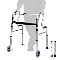 Rollator faltbar Aluminium 6063-T5, höhenverstellbar 77–95 cm, 2-in-1 Gehwagen Fix & Schwingmodus, rutschfeste Griffe, stabiler 4-Punkt Stand, bis 150 kg – Gehhilfe Senioren Reha