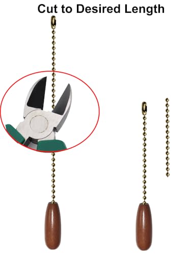 2 Pack Ceiling Fan Pull Chain Extender, 12 Inches Wooden Decorative Pendant Extension Chains, Beaded Ball Fan Cord Extender Ornament (Walnut)