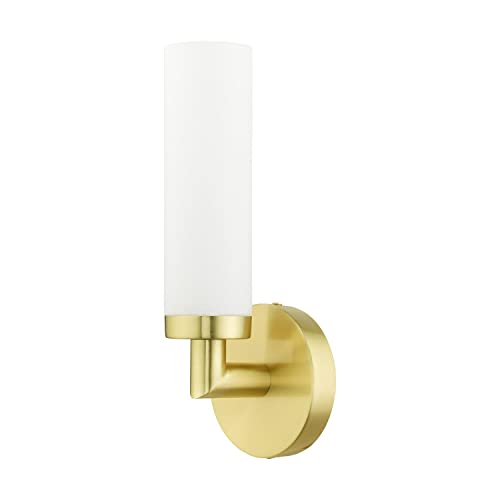 Image of Livex Lighting Aero 1 Light Wall Sconce Satin Brass Finish, 4.25 x 11