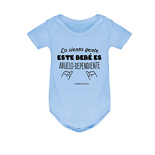 Body manga corta azul, lo siento gente este bebe es abuelo-dependiente
