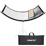 Fomito Curved Reflector - 70x25.6 inch/178x65cm Clamshell Light Reflector Arclight Curved Eyelighter Lighting Diffuser for Photography Stuido Filming Shooting, Black/White/Gold/Silver