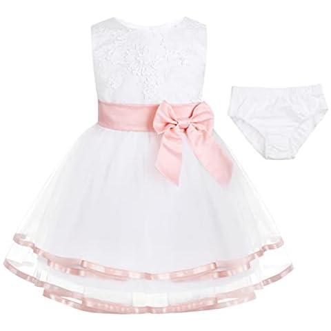 Freebily Baby Taufekleid Kind Festliches Mädchen Kleid Prinzessin Hochzeit Blumenmädchenkleid Cover