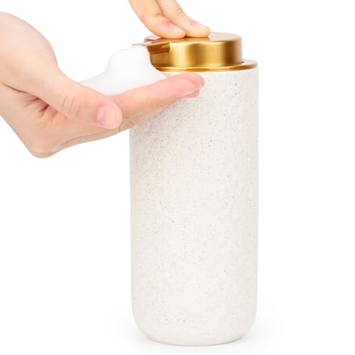 Image of Segbeauty Ceramic Foaming Hand Soap Dispenser, 16.9oz Refillable Kitchen Bathroom Foam Soap Dispenser, 500ml Empty Liquid Soap Lotion Dispenser Foaming Pump Bottle for Modern Home Farmhouse Decor