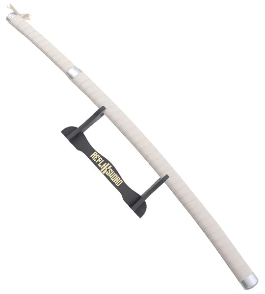 Repliksword Demon Slayer Katana en Bois - Lame Inosuke Hashibira - Epee Kimetsu No Yaiba - Sabre Decoration Cosplay - Presentoir Inclus