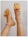 MakeMeChic Women's Flower Flat Sandals Square Toe Flip Flops Summer Beach Slippers Thong Sandal Yellow 11