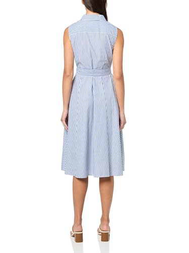 Image of Tommy Hilfiger Women's Sleeveless Collared Button Front Tie Waist Midi Shirt Dress