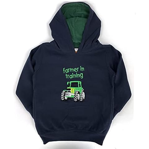 Hazy Blue Kids Girls & Boys Pullover Hoodie Hooded Sweatshirt Sizes 1-12 Years (3-4 Years, Navy/Green Farmer in Training) Cover
