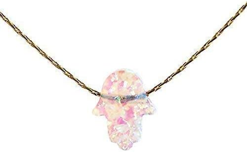 White Opal Hamsa hand Necklace 14k Gold Filled Length 41 cm/16 inch+5cm Extender