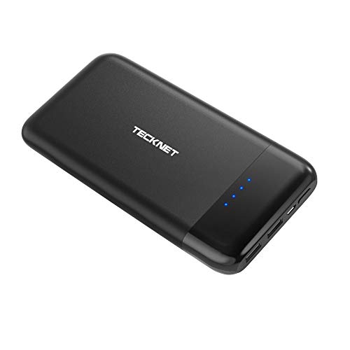 TECKNET Batería Externa 10000 Mah Power Bank Cargador Móvil Portátil con 2 Salidas USB, Compatible con iPhone iPad Samsung Dispositivos Android Tablets y Más, Negro