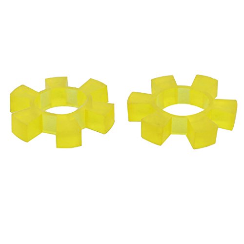 Aexit 80mmx34mmx14mm Rubber Electrical equipment 6 Teeth Spiders Coupling Coupler Dampers Yellow 2pcs