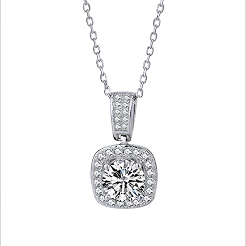 Collier Moissanite 1ct carré en argent chic pour briller lors d'un mariage élégant