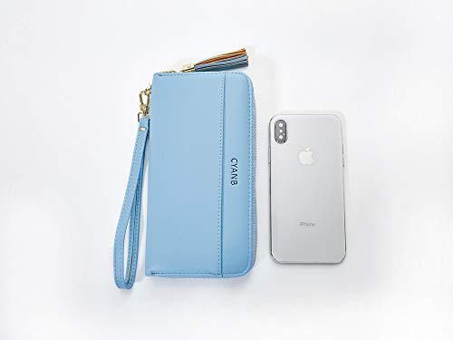 CYANB Women Wallets Tassel Bifold Ladies Cluth Wristlet Wrist strap Long Purse