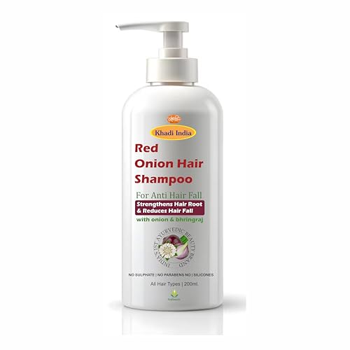 Image of Khadi Natural Red Onion & Bhringraj Shampoo For Men & Women Helps In Hair Fall Control 200ml.
