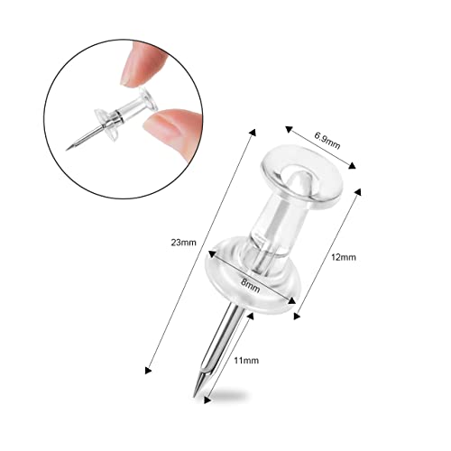 JIKIOU Reißzwecken 800 Stück in wiederverwendbarer Box, Standard Klare Zeichenstifte Stahlspitze Daumennadeln für Wand Korktafel Karte Kalender Foto