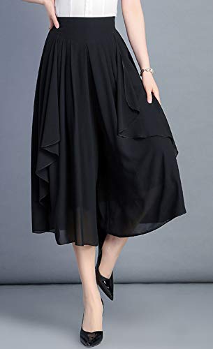 GGUHHU Womens Lightweight Drawstring High Waist Flared Palazzo Cropped Pants Chiffon Culottes2