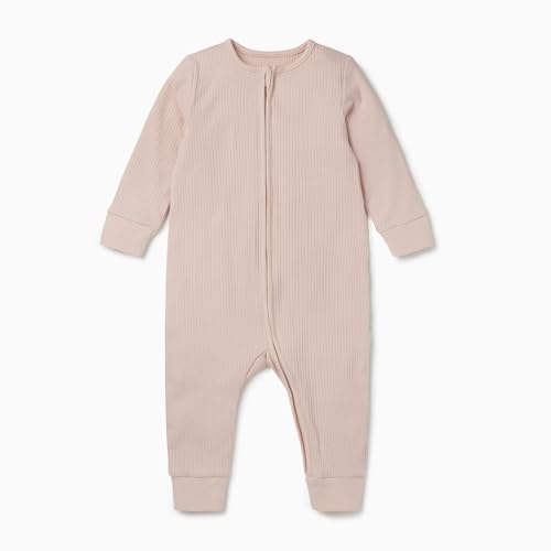 MORI Baby Boys and Girls Ribbed Clever One Piece Pajamas - Unisex Infant Two Way Zipped Long Sleeve Snug Fit Nightwear