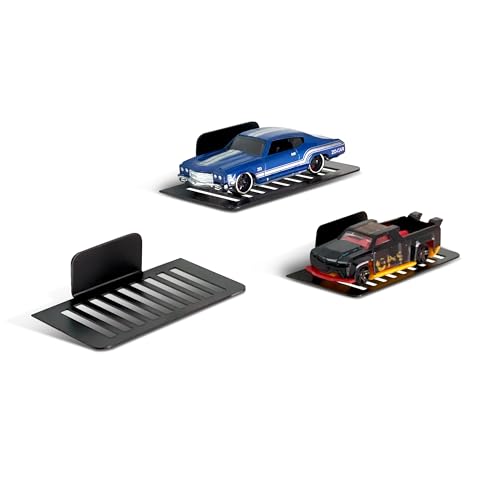 Image of Metal 1:64 Diecast Car Display Rack Set | Wall-Mount Self-Adhesive Toy Car Organizer for Kids & Adults | Black Steel Shelves for Home, Bedroom & Showcase Decor | Pack of 12