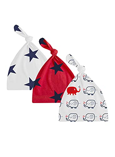 Image of A.T.U.N. (ALL THINGS UBER NICE) Unisex Kids Cotton Printed Knot Hats for Baby Boys and Girls (Pack of 3)