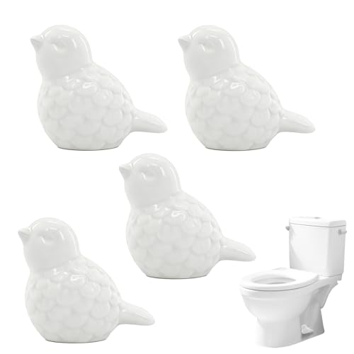 4 Pack Toilet Bolt Covers Decorative, Bird Shaped Caps for Toilets Bolts, No Tools Required Easy Installation Porcelain Ceramic Bird Toilet Knob Caps