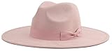 Pro Celia Big Wide Brim Fedora Hat for Women Large Felt Panama Rancher Hat (Light Pink)