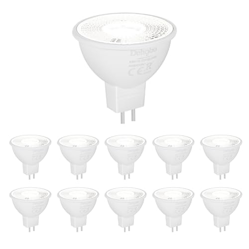 Dehobo Bombillas LED MR16, Blanco Frío 6000k, Bombilla de 5W 500 Lumen para Lámparas Base GU5.3 - Sin Parpadeo, Carcasa de Aluminio y Plástico - Ideal para Hogar, Dormitorio - Pack de 10