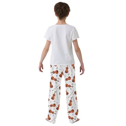 ZZKKO Violins Notes White Boys Pants for Kids Jogger Pants with Pockets S-XL3