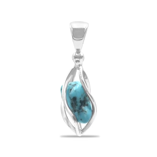 Pendentif en spirale argent sterling et turquoise polie pour collier femme et homme